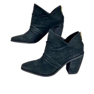 Vince Camuto Nubuck Leather Ankle Heeled Boots Women's 9 M Black Booties Shoes